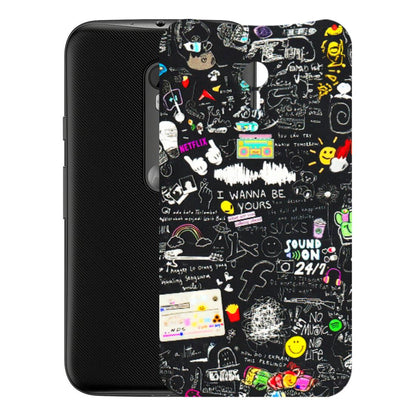 Motorola Phone Skins (All Models) - Black Creatives Doodles - 3D Embossed Finish (L-311) Motorola Moto G3