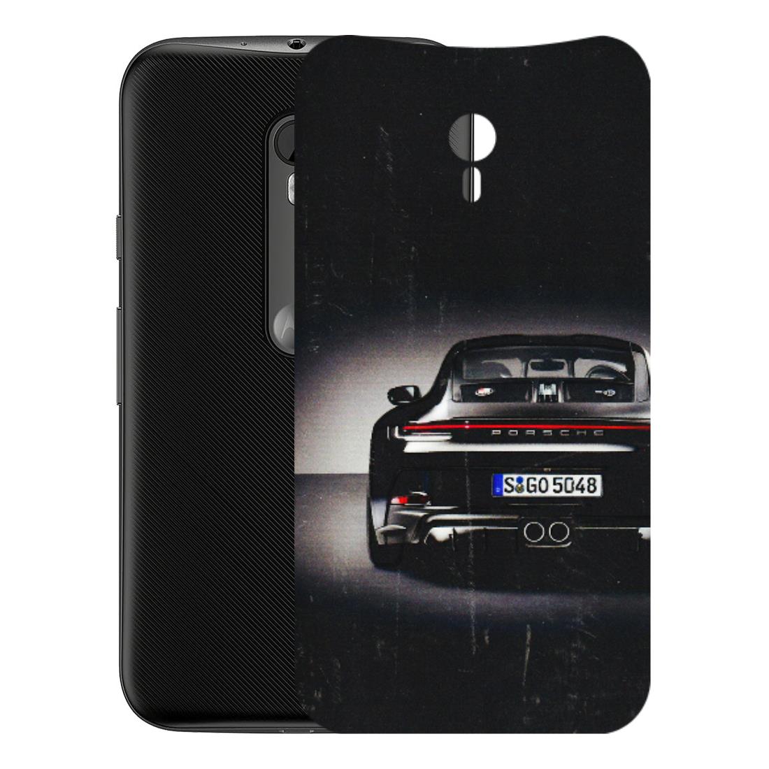 Motorola Phone Skins (All Models) - New Black Porsche GT3 - 3D Embossed Finish (L-327) Motorola Moto G3