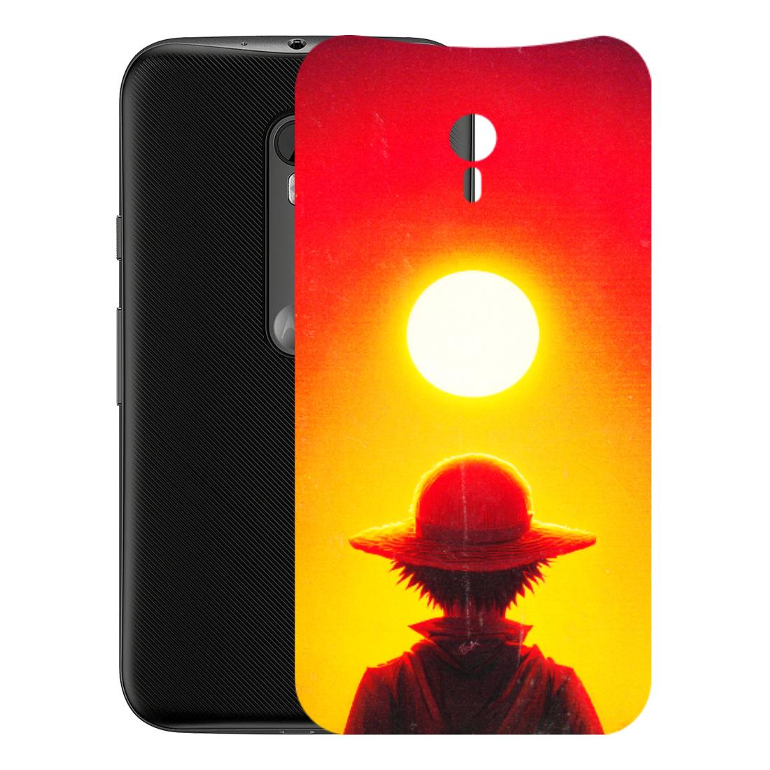Motorola Phone Skins (All Models) - Cool Sunset With Monkey D.Luffy Anime - 3D Embossed Finish (L-329) Motorola Moto G3