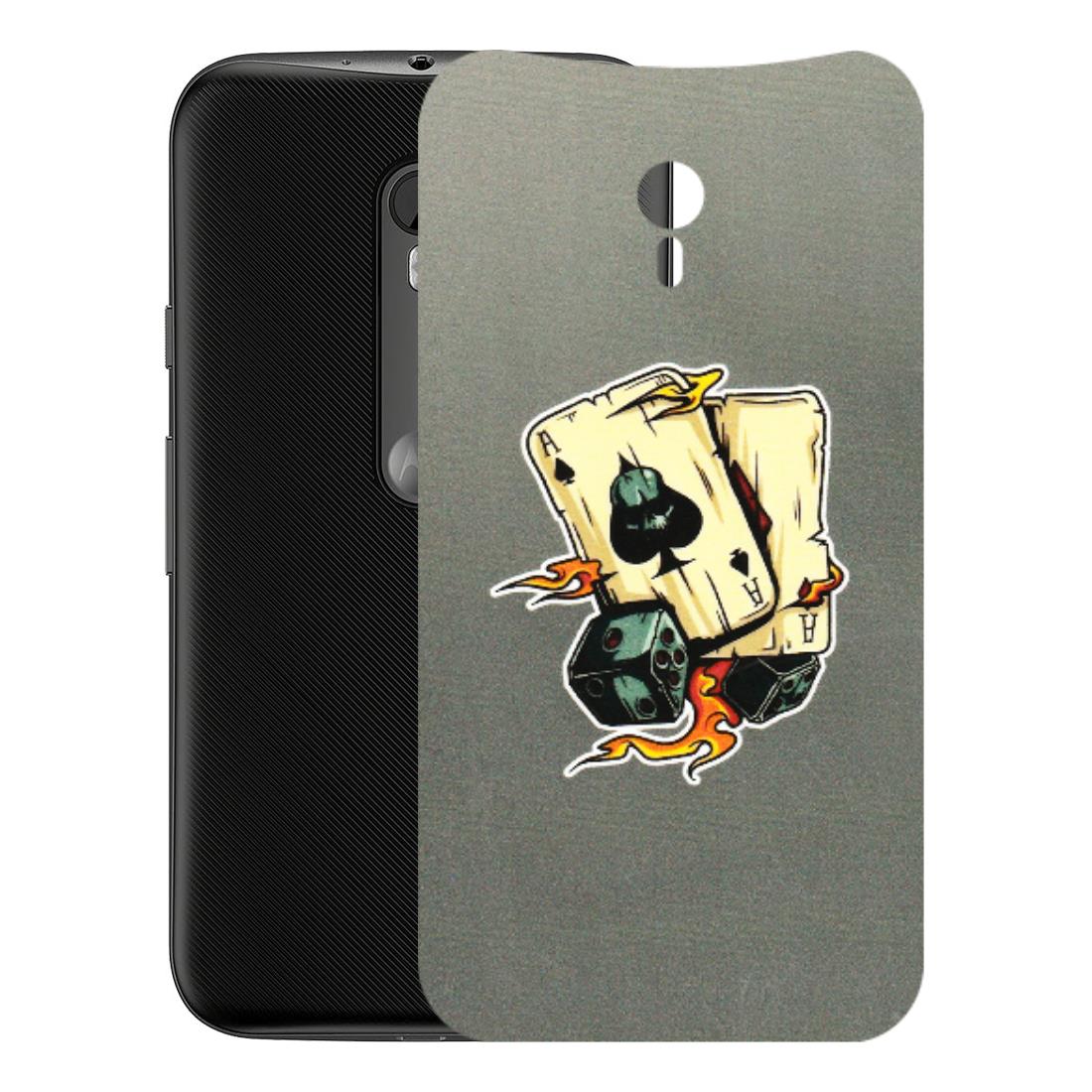 Motorola Phone Skins (All Models) - Grey Cards Of Ace - 3D Embossed Finish (L-77) Motorola Moto G3