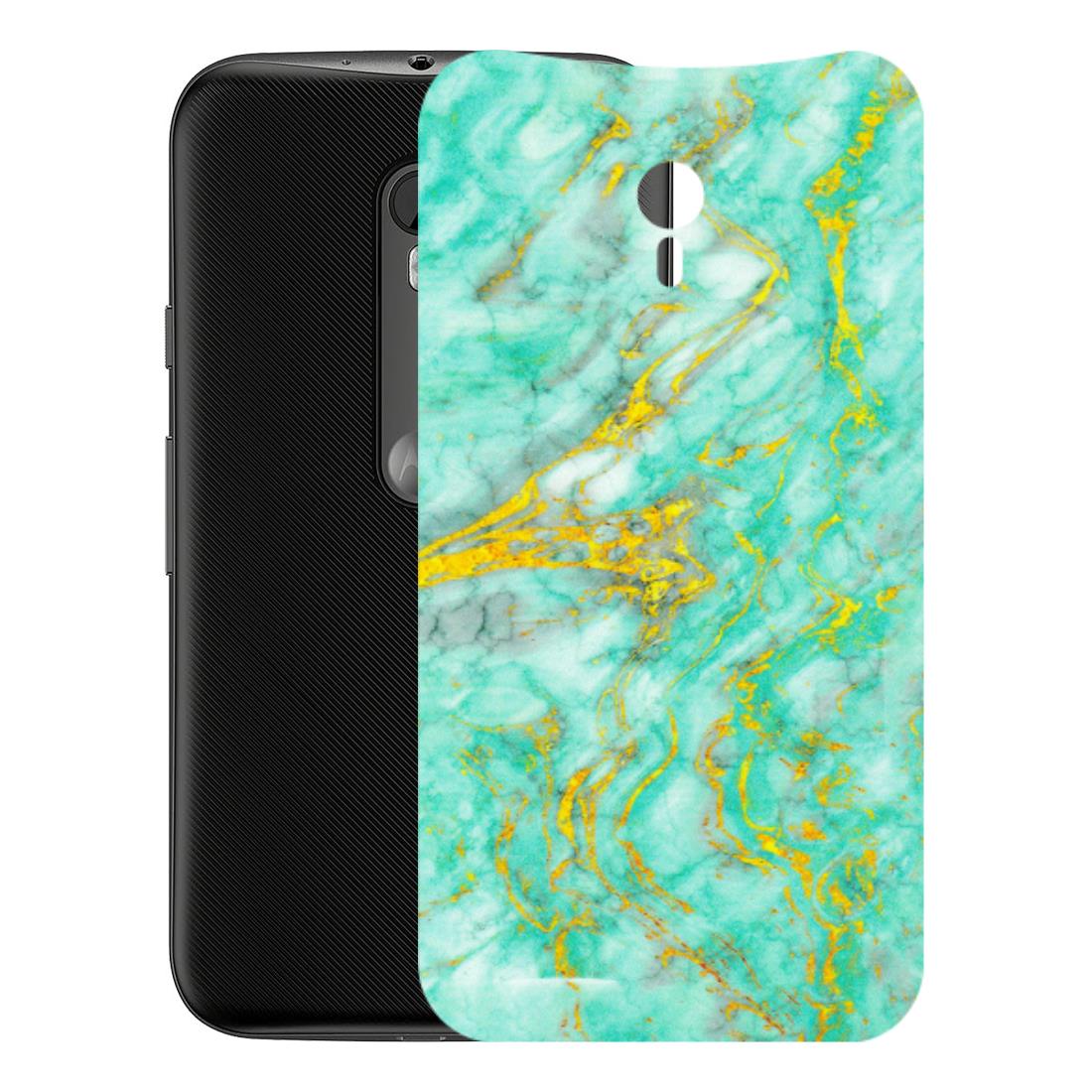 Motorola Phone Skins (All Models) - Green And Gold Marble Feel - Matte Finish (M-16) Motorola Moto G3