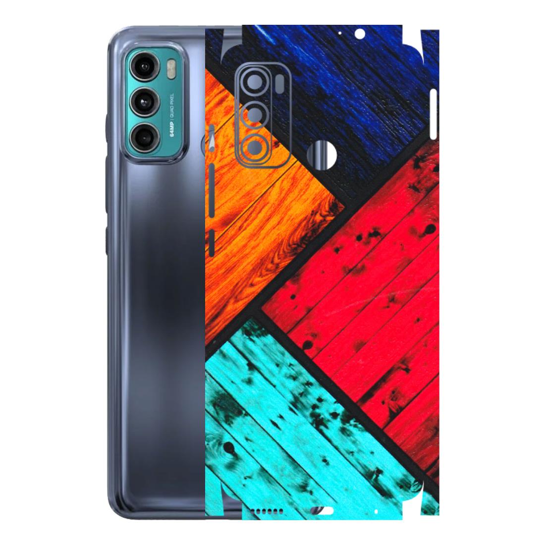 Motorola Phone Skins (All Models) - Colourful Wood Panels Abstract - 3D Embossed Finish (L-09) Motorola Moto G40 Fusion (5G)