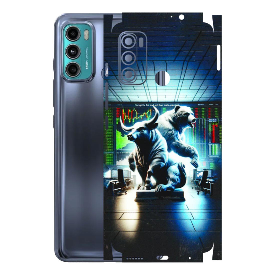 Motorola Phone Skins (All Models) - Stock Market Sensex Bear vs Bulls - 3D Embossed Finish (L-15) Motorola Moto G40 Fusion (5G)