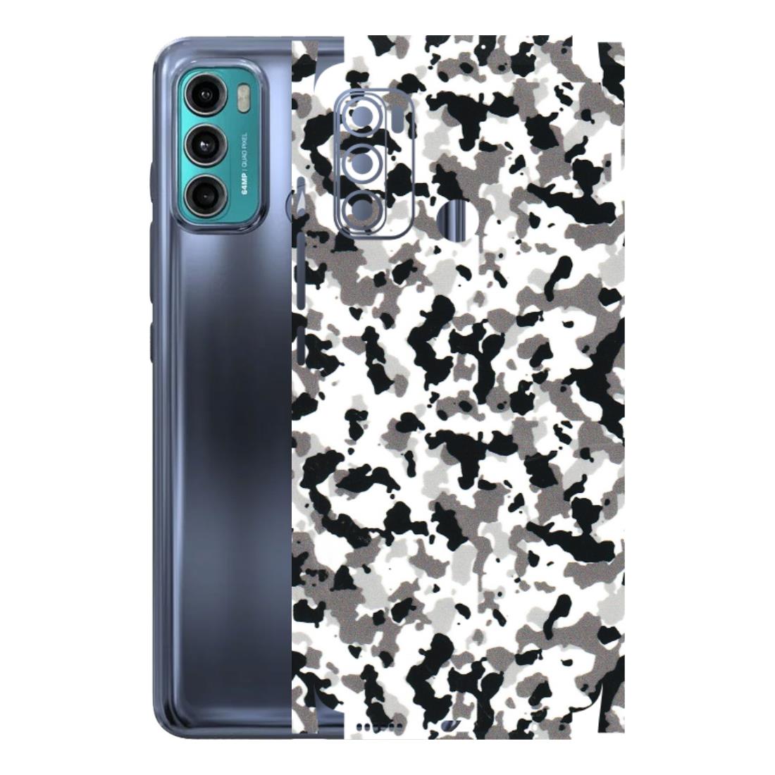 Motorola Phone Skins (All Models) - White Black Camouflage - 3D Embossed Finish (L-18) Motorola Moto G40 Fusion (5G)
