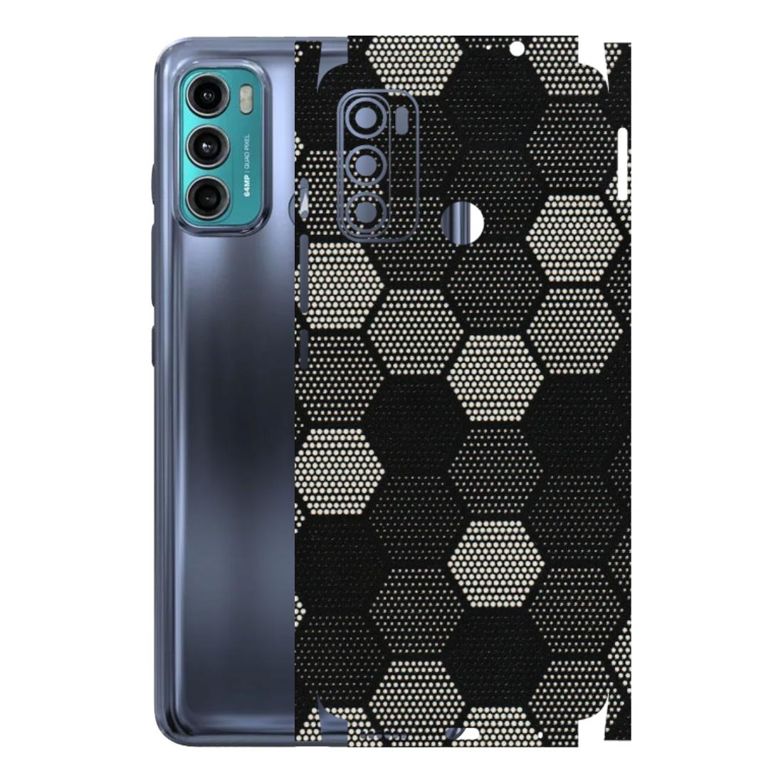 Motorola Phone Skins (All Models) - Black & White Dotted Honeycomb Texture - 3D Embossed Finish (L-202) Motorola Moto G40 Fusion (5G)