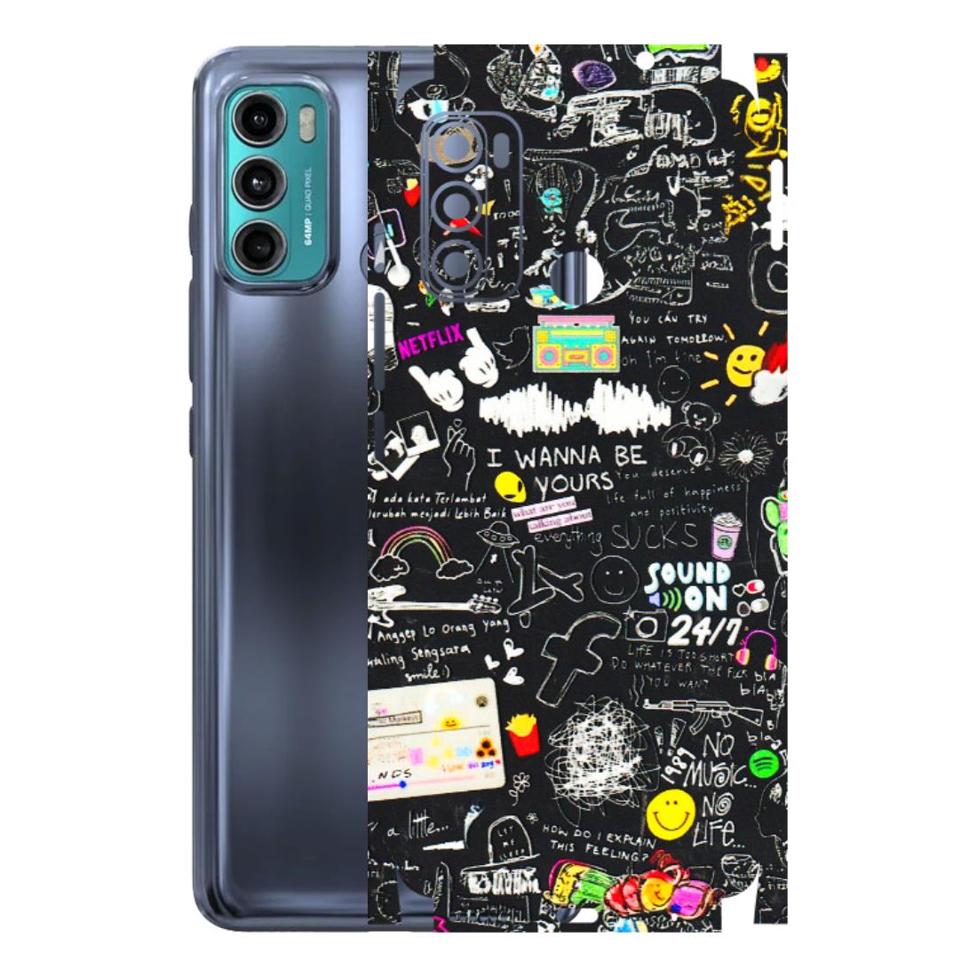 Motorola Phone Skins (All Models) - Black Creatives Doodles - 3D Embossed Finish (L-311) Motorola Moto G40 Fusion (5G)