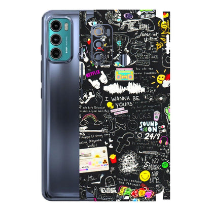 Motorola Phone Skins (All Models) - Black Creatives Doodles - 3D Embossed Finish (L-311) Motorola Moto G40 Fusion (5G)