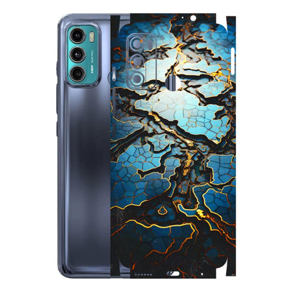 Motorola Phone Skins (All Models) - Blue Gold Abstract - 3D Embossed Finish (L-11) Motorola Moto G40