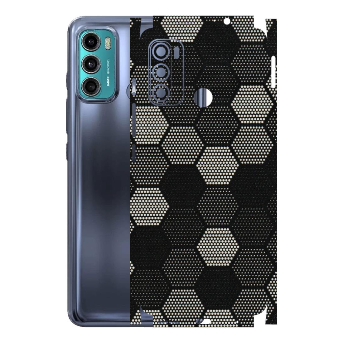 Motorola Phone Skins (All Models) - Black & White Dotted Honeycomb Texture - 3D Embossed Finish (L-202) Motorola Moto G40