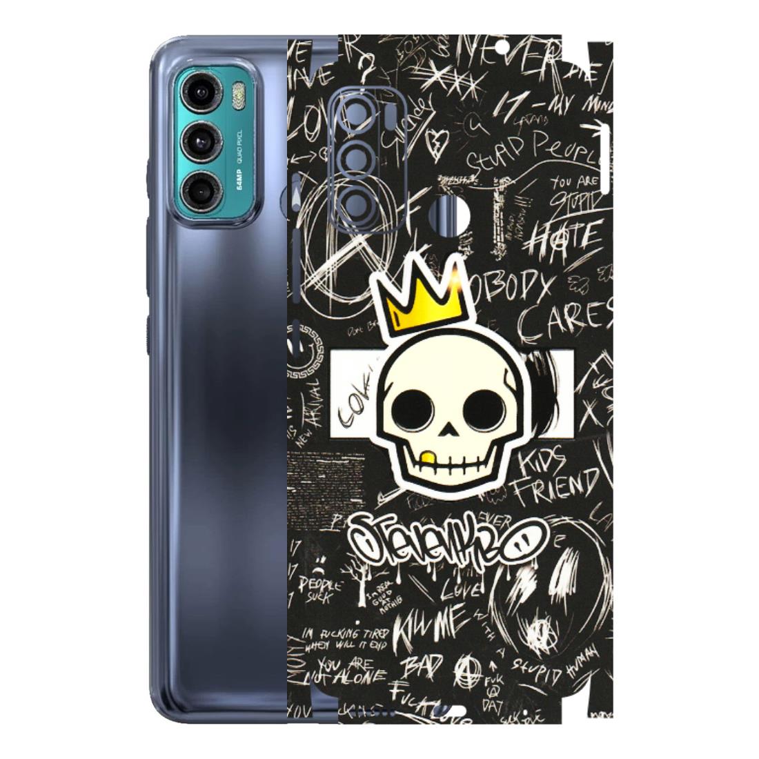 Motorola Phone Skins (All Models) - Funny Skull Black Chalk Grafitti - 3D Embossed Finish (L-22) Motorola Moto G40