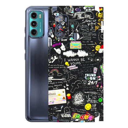 Motorola Phone Skins (All Models) - Black Creatives Doodles - 3D Embossed Finish (L-311) Motorola Moto G40