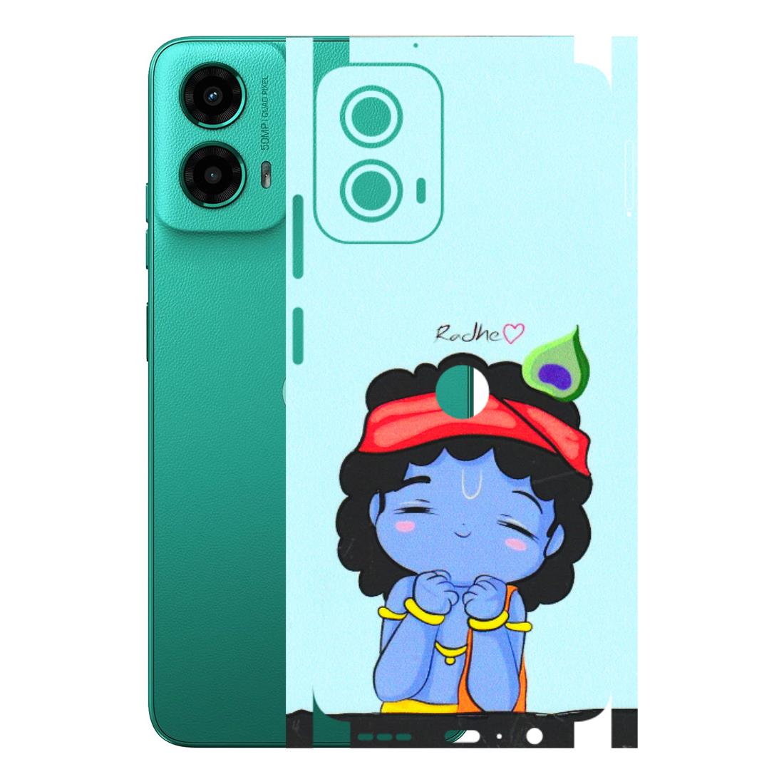 Motorola Phone Skins (All Models) - Radhe Radhe Cute Toon - 3D Embossed Finish (L-05) Motorola Moto G45 (5G)