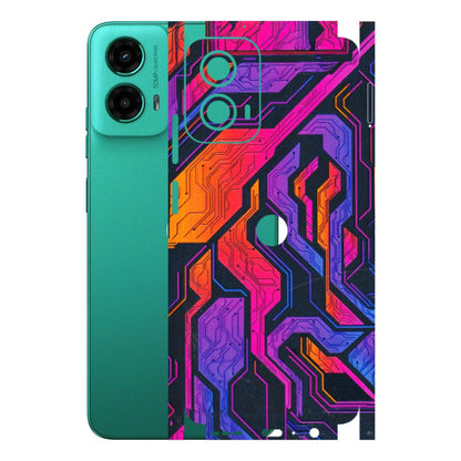 Motorola Phone Skins (All Models) - Tech Circuits Futuristic - 3D Embossed Finish (L-07) Motorola Moto G45 (5G)