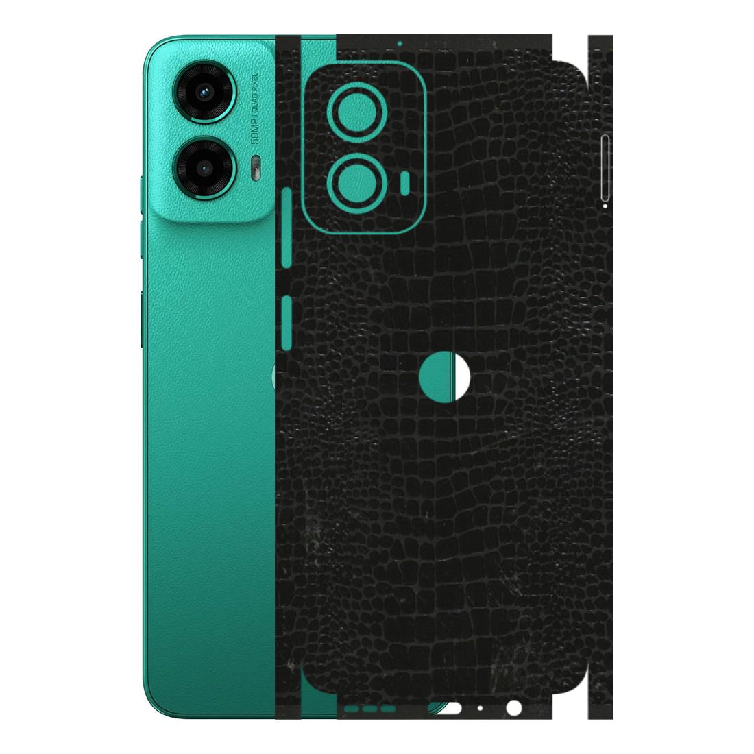 Motorola Phone Skins (All Models) - Snake Leather Black - 3D Embossed Finish (L-107) Motorola Moto G45 (5G)