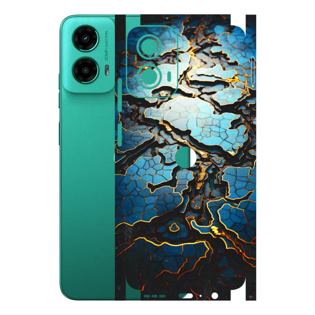 Motorola Phone Skins (All Models) - Blue Gold Abstract - 3D Embossed Finish (L-11) Motorola Moto G45 (5G)