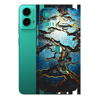 Motorola Phone Skins (All Models) - Blue Gold Abstract - 3D Embossed Finish (L-11) Motorola Moto G45 (5G)