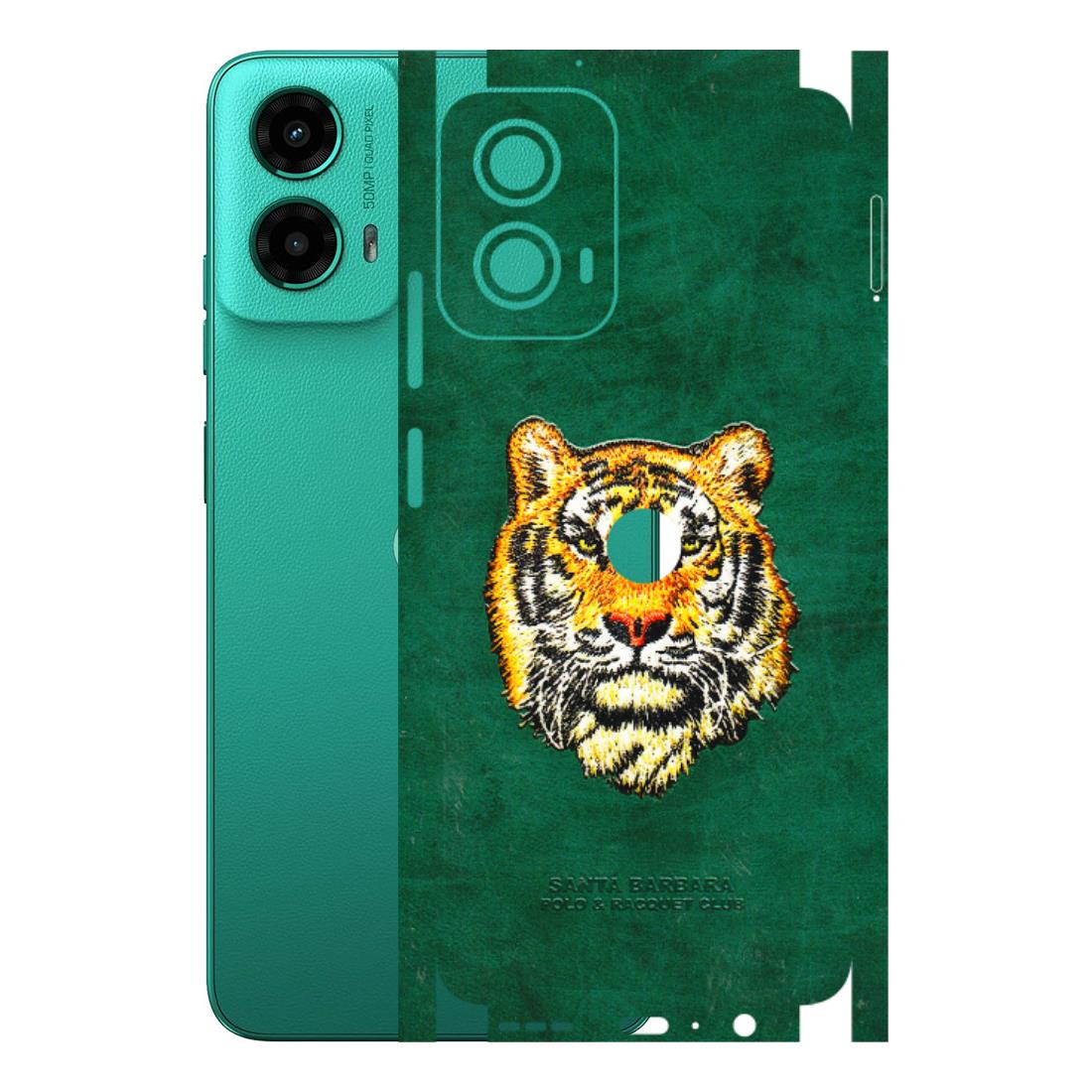 Motorola Phone Skins (All Models) - Leather Feel Tiger - 3D Embossed Finish (L-111) Motorola Moto G45 (5G)