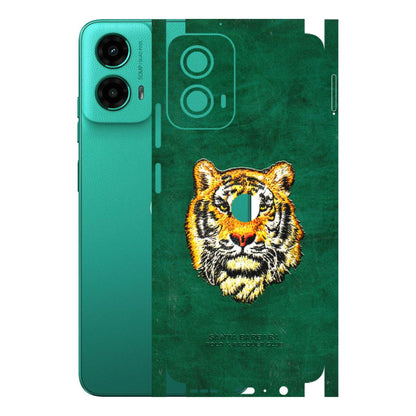 Motorola Phone Skins (All Models) - Leather Feel Tiger - 3D Embossed Finish (L-111) Motorola Moto G45 (5G)