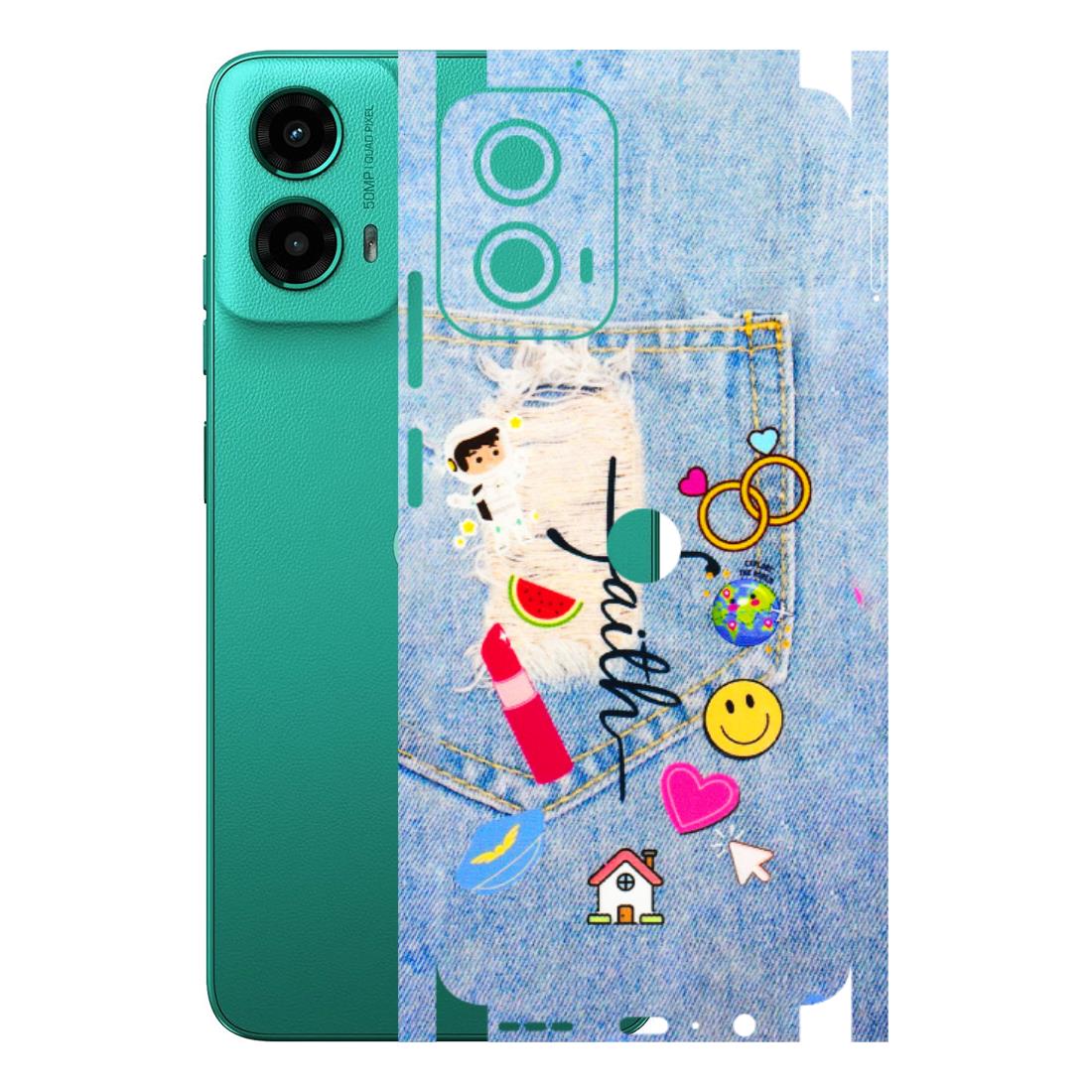 Motorola Phone Skins (All Models) - Denim Jeans Pocket - 3D Embossed Finish (L-134) Motorola Moto G45 (5G)