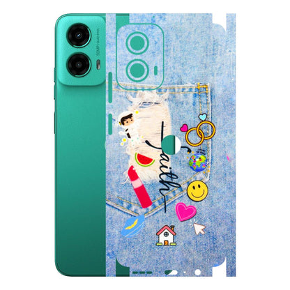 Motorola Phone Skins (All Models) - Denim Jeans Pocket - 3D Embossed Finish (L-134) Motorola Moto G45 (5G)