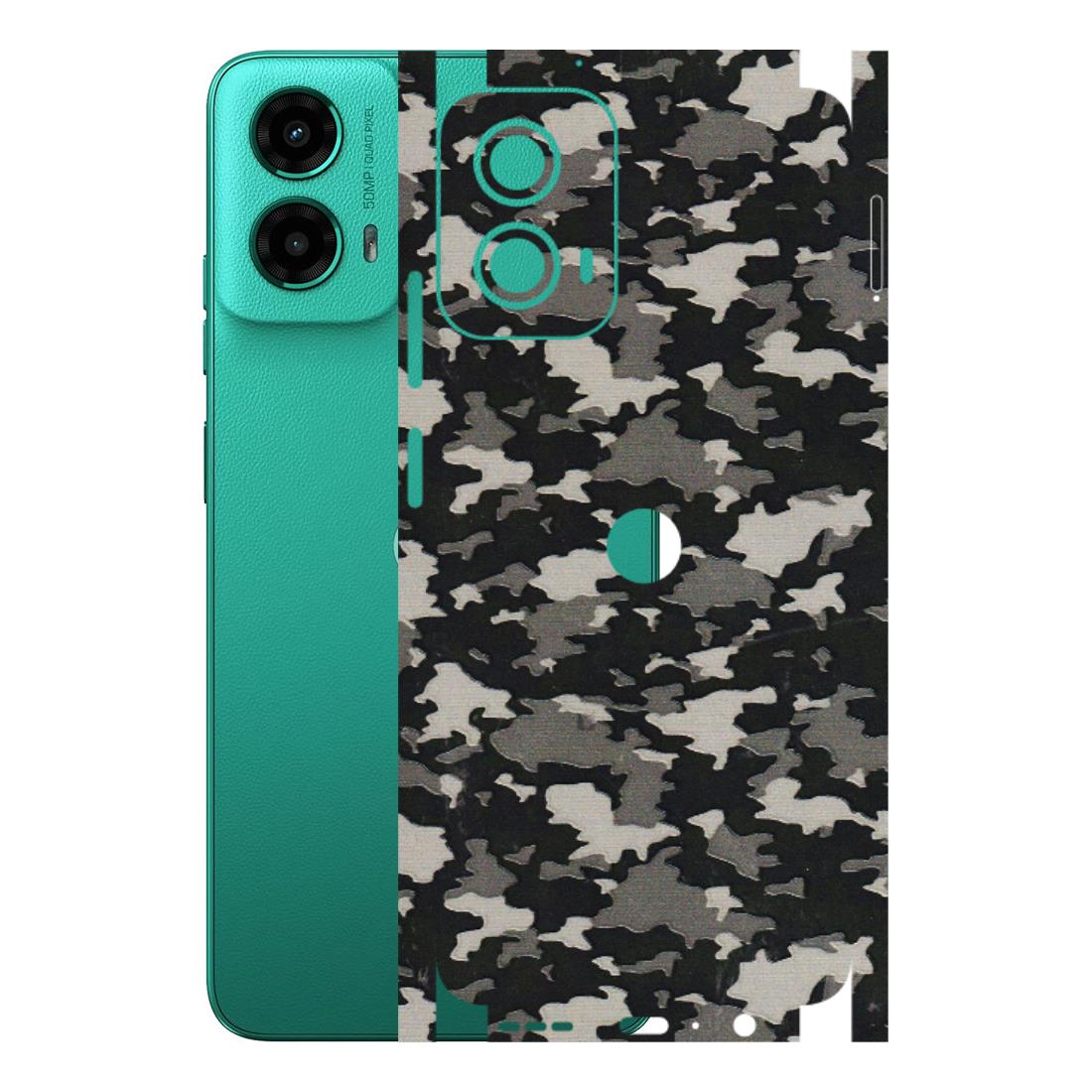Motorola Phone Skins (All Models) - Black/Grey Camoflaunge - 3D Embossed Finish (L-142) Motorola Moto G45 (5G)