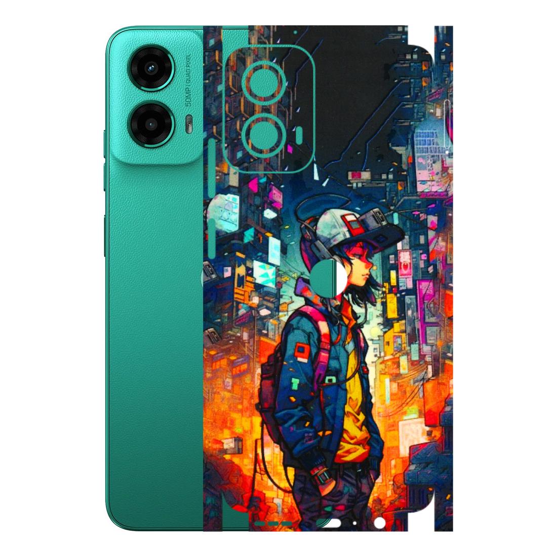 Motorola Phone Skins (All Models) - Street Anime Guy - 3D Embossed Finish (L-158) Motorola Moto G45 (5G)