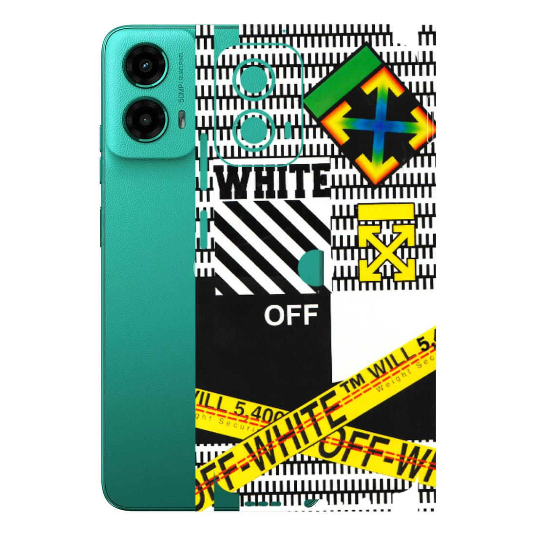 Motorola Phone Skins (All Models) - White Off Abstract - 3D Embossed Finish (L-172) Motorola Moto G45 (5G)