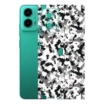 Motorola Phone Skins (All Models) - White Black Camouflage - 3D Embossed Finish (L-18) Motorola Moto G45 (5G)