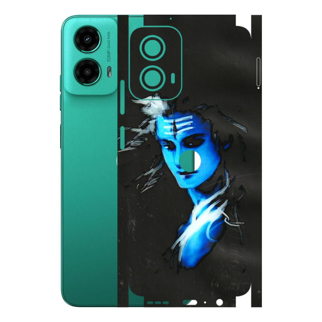 Motorola Phone Skins (All Models) - Har Har Mahadev Blue/Black - 3D Embossed Finish (L-185) Motorola Moto G45 (5G)