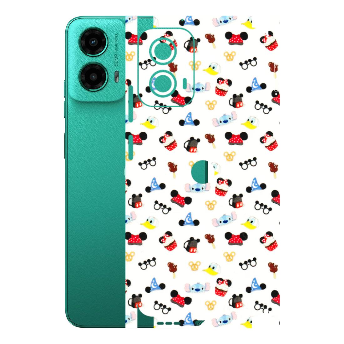 Motorola Phone Skins (All Models) - Minnie Mouse & Donald Doodles s - 3D Embossed Finish (L-194) Motorola Moto G45 (5G)