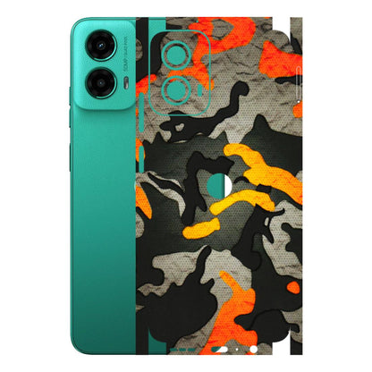 Motorola Phone Skins (All Models) - Orange Camouflage - 3D Embossed Finish (L-204) Motorola Moto G45 (5G)