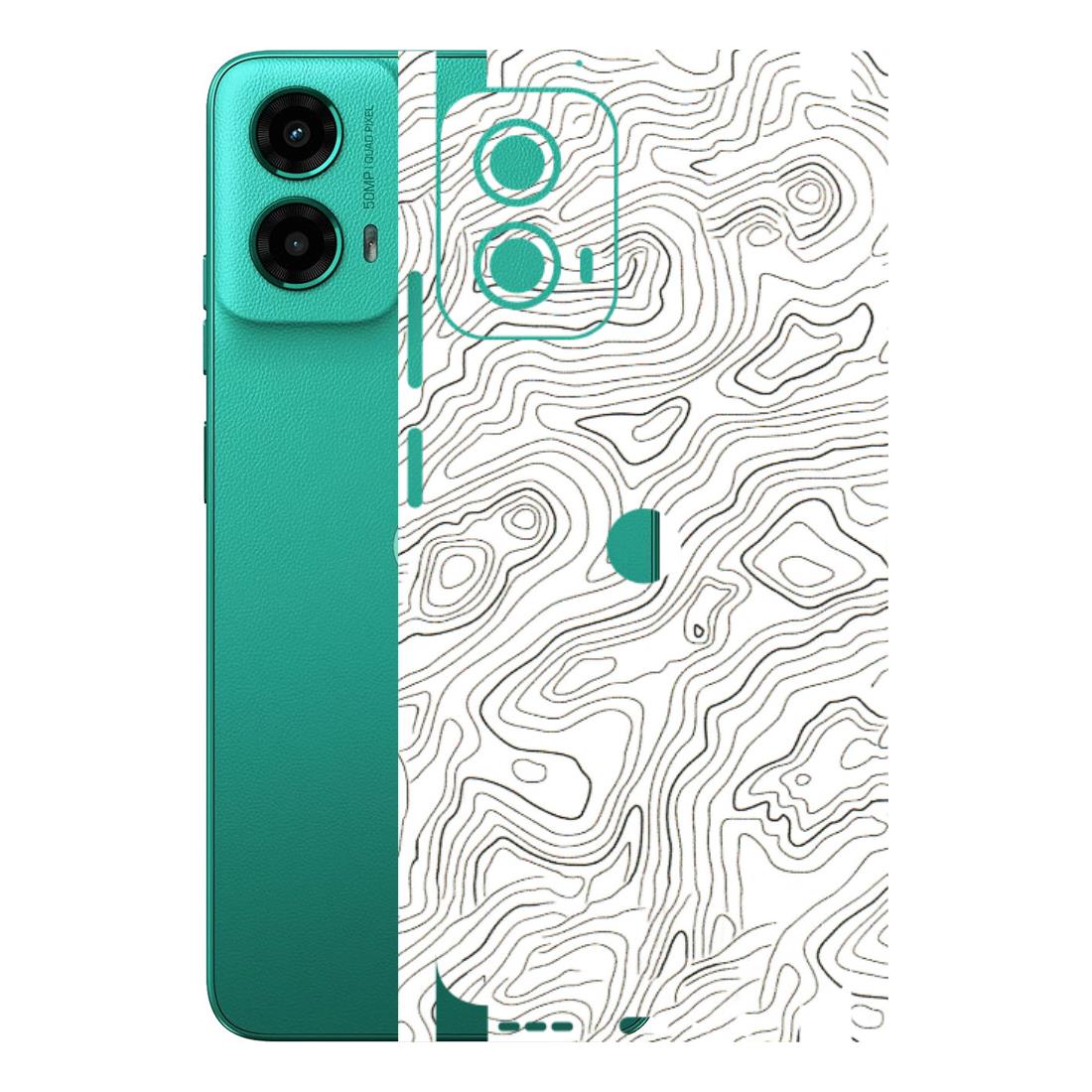 Motorola Phone Skins (All Models) - White Black Swirls - 3D Embossed Finish (L-219) Motorola Moto G45 (5G)