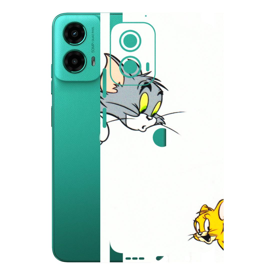 Motorola Phone Skins (All Models) - Cute Tom And Jerry - 3D Embossed Finish (L-220) Motorola Moto G45 (5G)