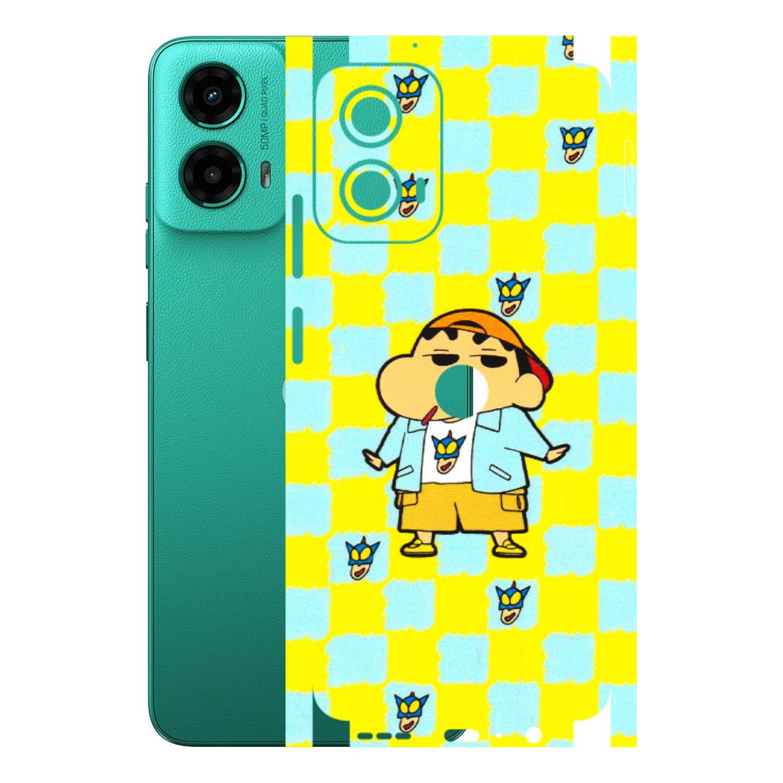 Motorola Phone Skins (All Models) - Yellow Blue Shinchan Cute - 3D Embossed Finish (L-221) Motorola Moto G45 (5G)