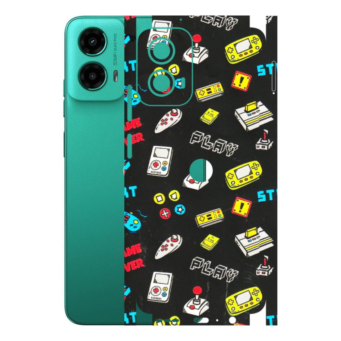 Motorola Phone Skins (All Models) - Gaming Doodles - 3D Embossed Finish (L-224) Motorola Moto G45 (5G)