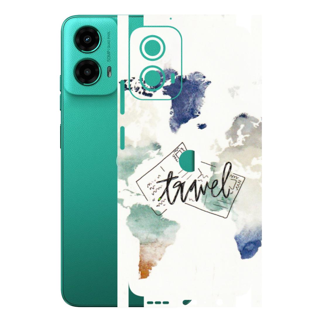 Motorola Phone Skins (All Models) - Travel The World - 3D Embossed Finish (L-232) Motorola Moto G45 (5G)
