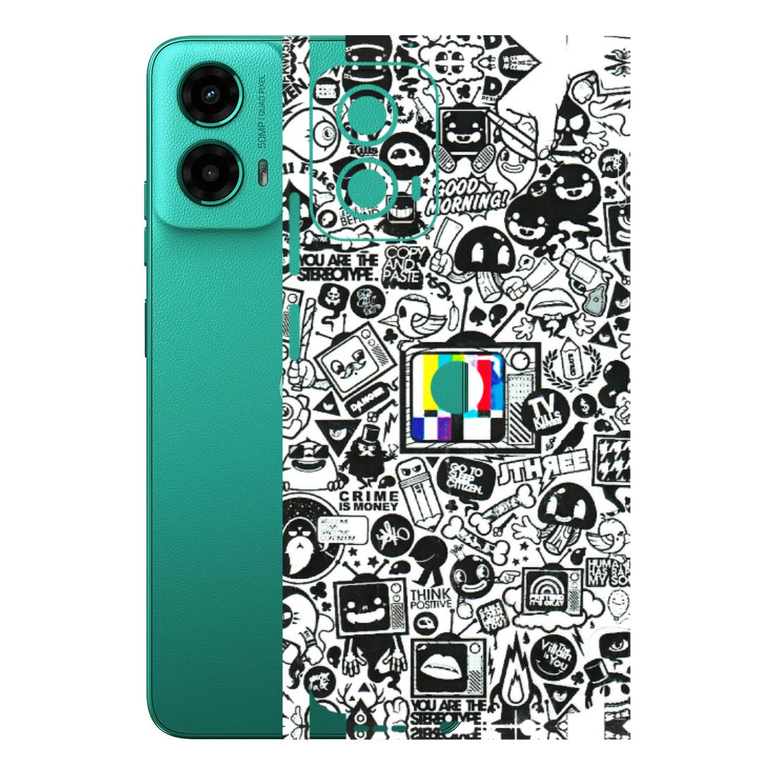 Motorola Phone Skins (All Models) - Doodles Positive Art - 3D Embossed Finish (L-263) Motorola Moto G45 (5G)