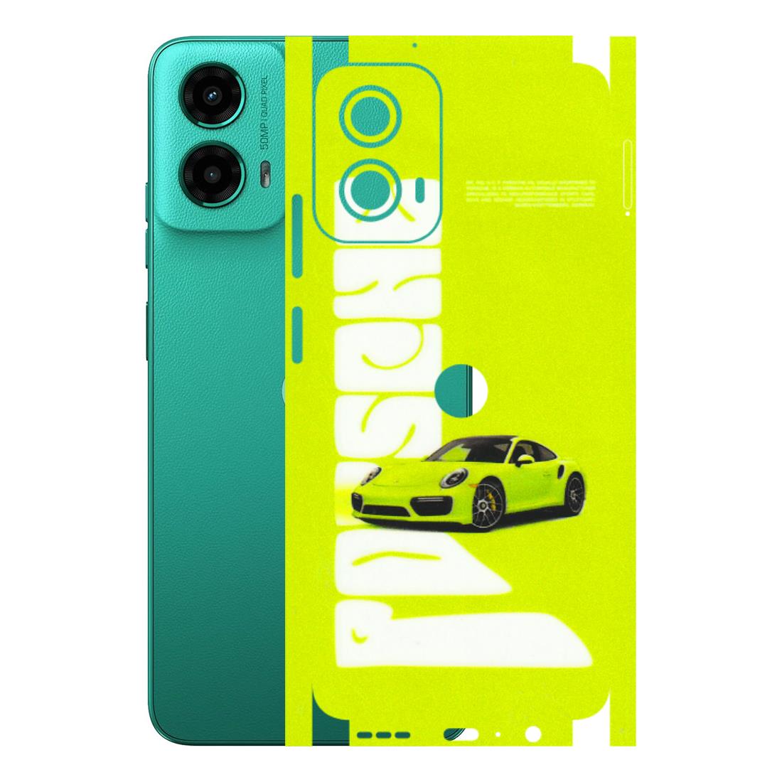 Motorola Phone Skins (All Models) - Lime Green Porche - 3D Embossed Finish (L-30) Motorola Moto G45 (5G)