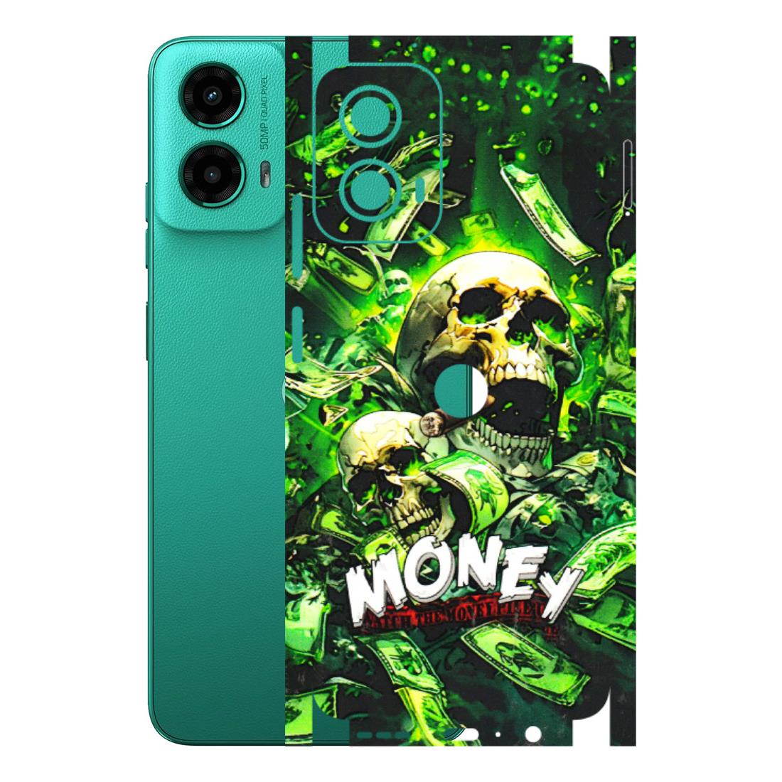 Motorola Phone Skins (All Models) - Skull Money - 3D Embossed Finish (L-303) Motorola Moto G45 (5G)