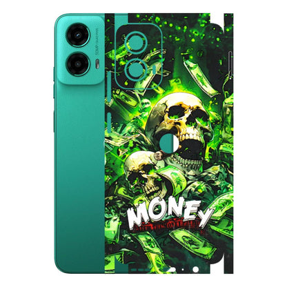 Motorola Phone Skins (All Models) - Skull Money - 3D Embossed Finish (L-303) Motorola Moto G45 (5G)
