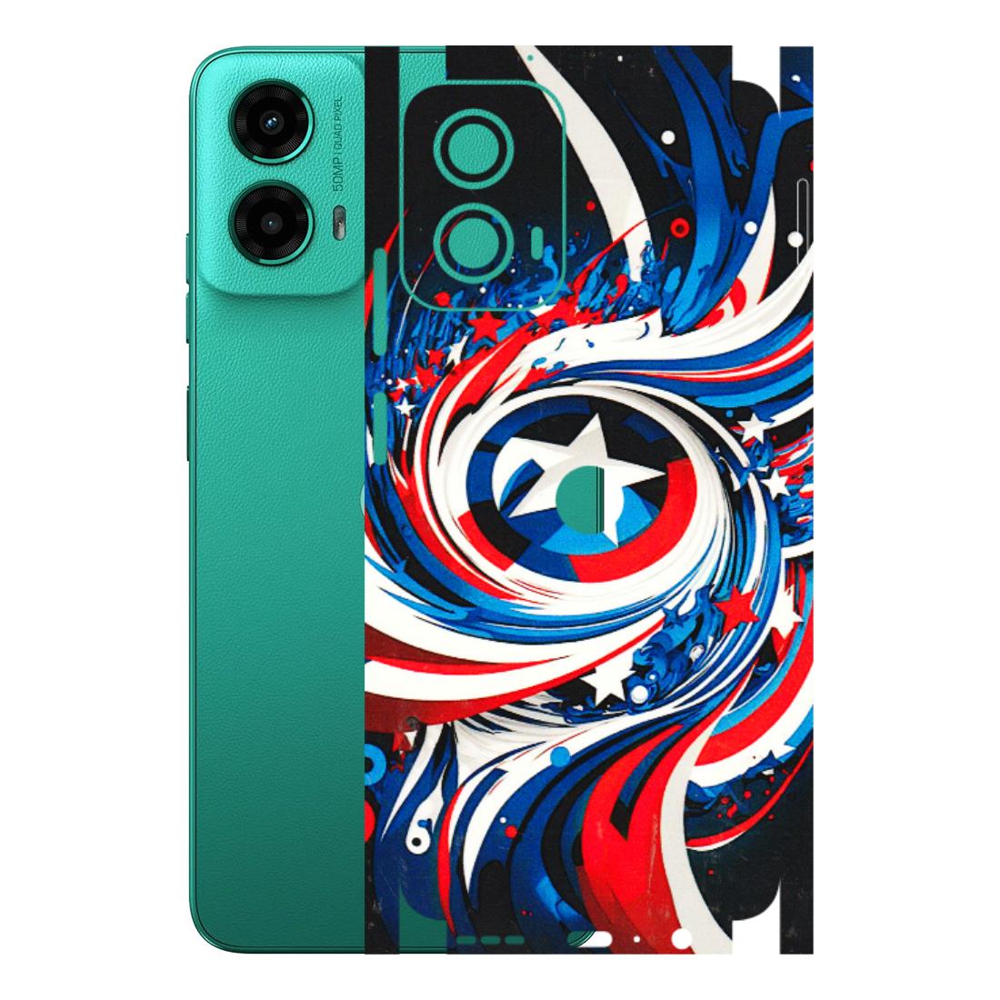 Motorola Phone Skins (All Models) - Captain America Logo - 3D Embossed Finish (L-307) Motorola Moto G45 (5G)