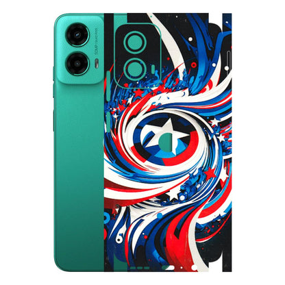 Motorola Phone Skins (All Models) - Captain America Logo - 3D Embossed Finish (L-307) Motorola Moto G45 (5G)