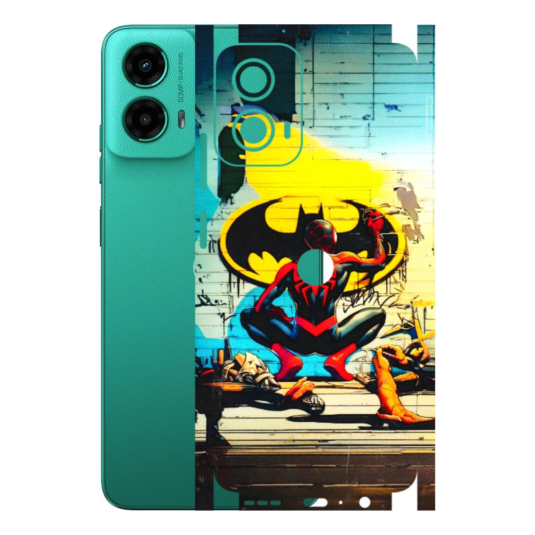 Motorola Phone Skins (All Models) - New Spiderman Bat Logo - 3D Embossed Finish (L-309) Motorola Moto G45 (5G)