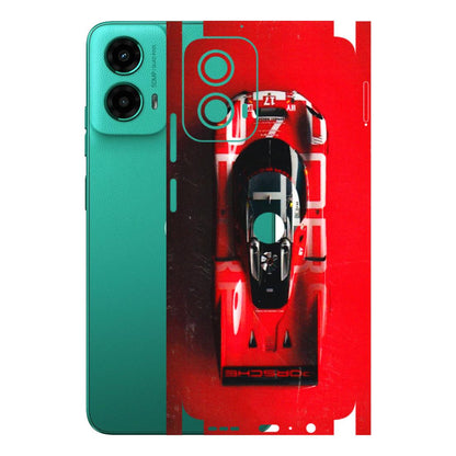 Motorola Phone Skins (All Models) - Red Porsche Car Logo - 3D Embossed Finish (L-315) Motorola Moto G45 (5G)