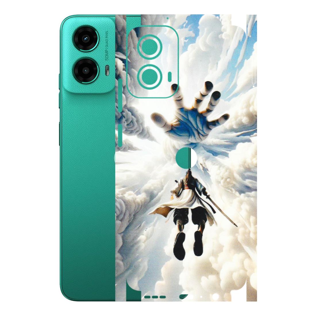 Motorola Phone Skins (All Models) - Big Hand With Monkey King - 3D Embossed Finish (L-323) Motorola Moto G45 (5G)