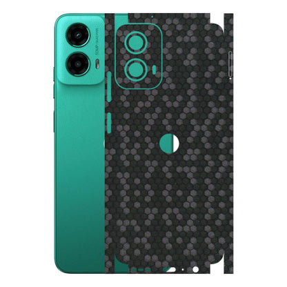Motorola Phone Skins (All Models) - Black Grey Honeycomb Sober - 3D Embossed Finish (L-85) Motorola Moto G45 (5G)