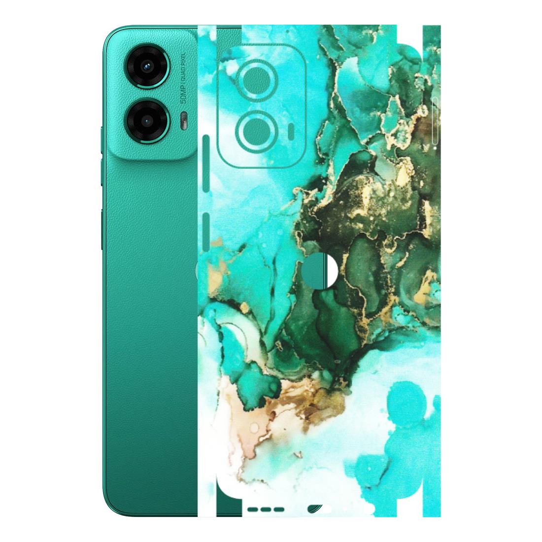 Motorola Phone Skins (All Models) - The Blue Gold Marble - Matte Finish (M-124) Motorola Moto G45 (5G)