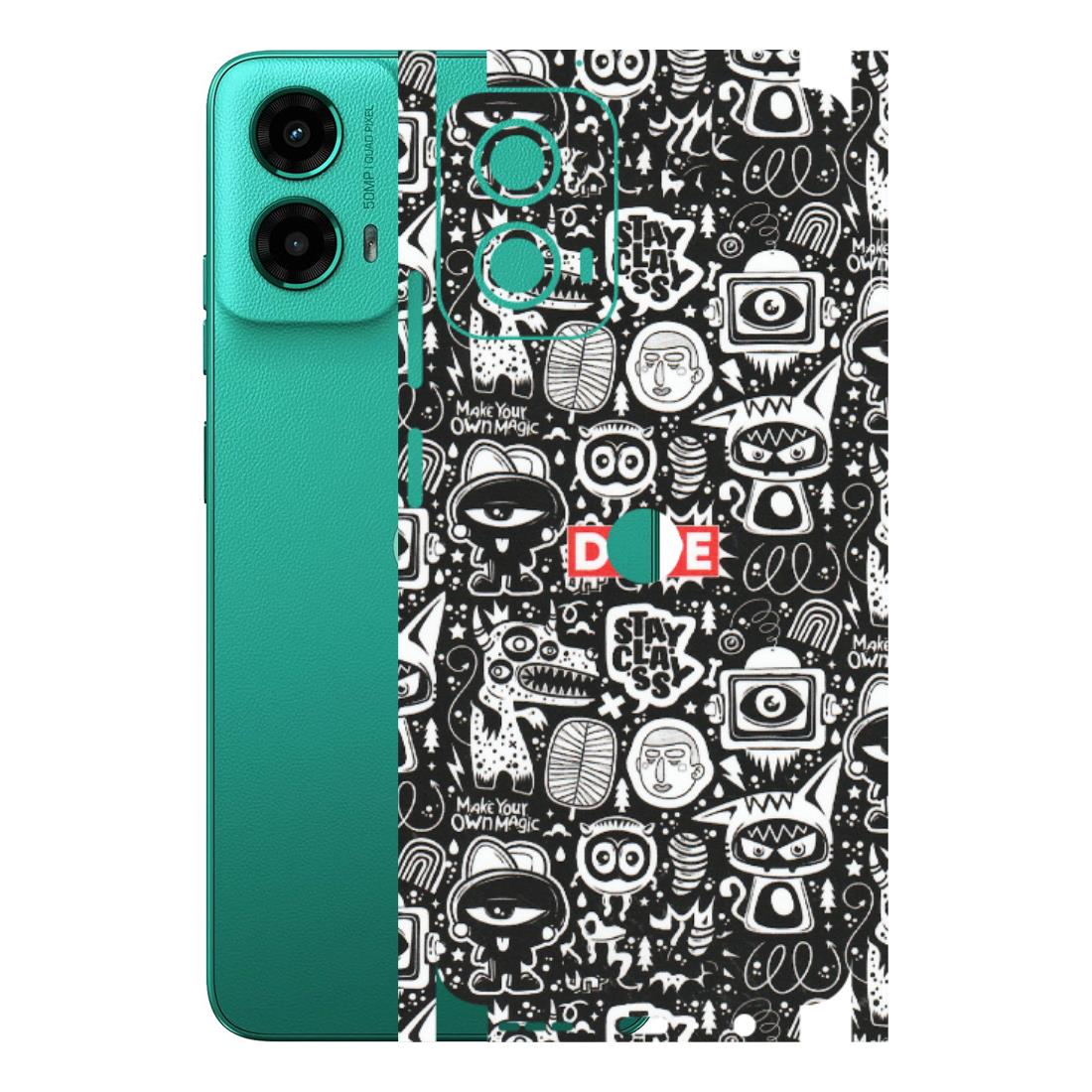 Motorola Phone Skins (All Models) - Dope Stay Classy Black Doodles - Matte Finish (M-126) Motorola Moto G45 (5G)