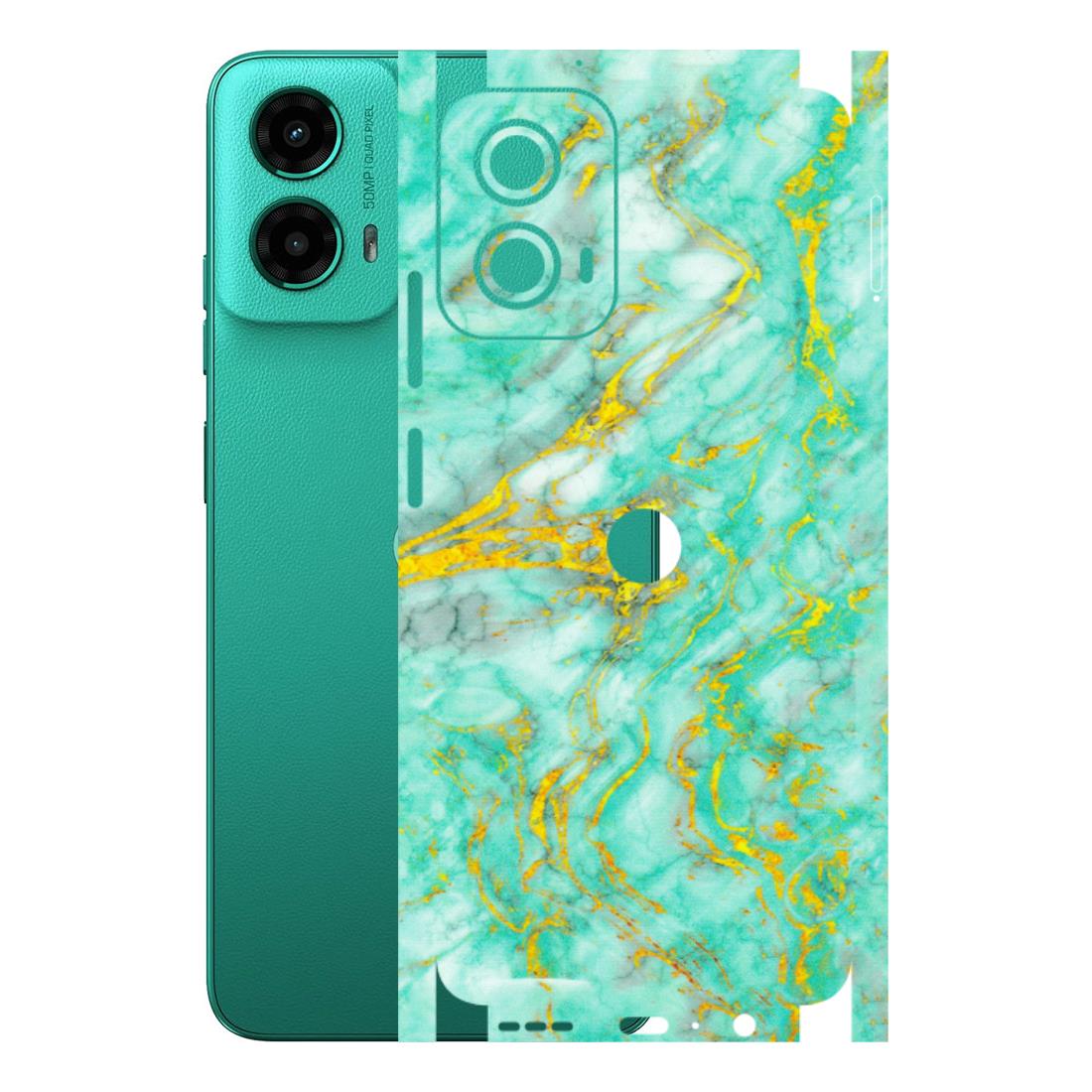Motorola Phone Skins (All Models) - Green And Gold Marble Feel - Matte Finish (M-16) Motorola Moto G45 (5G)