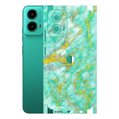 Motorola Phone Skins (All Models) - Green And Gold Marble Feel - Matte Finish (M-16) Motorola Moto G45 (5G)